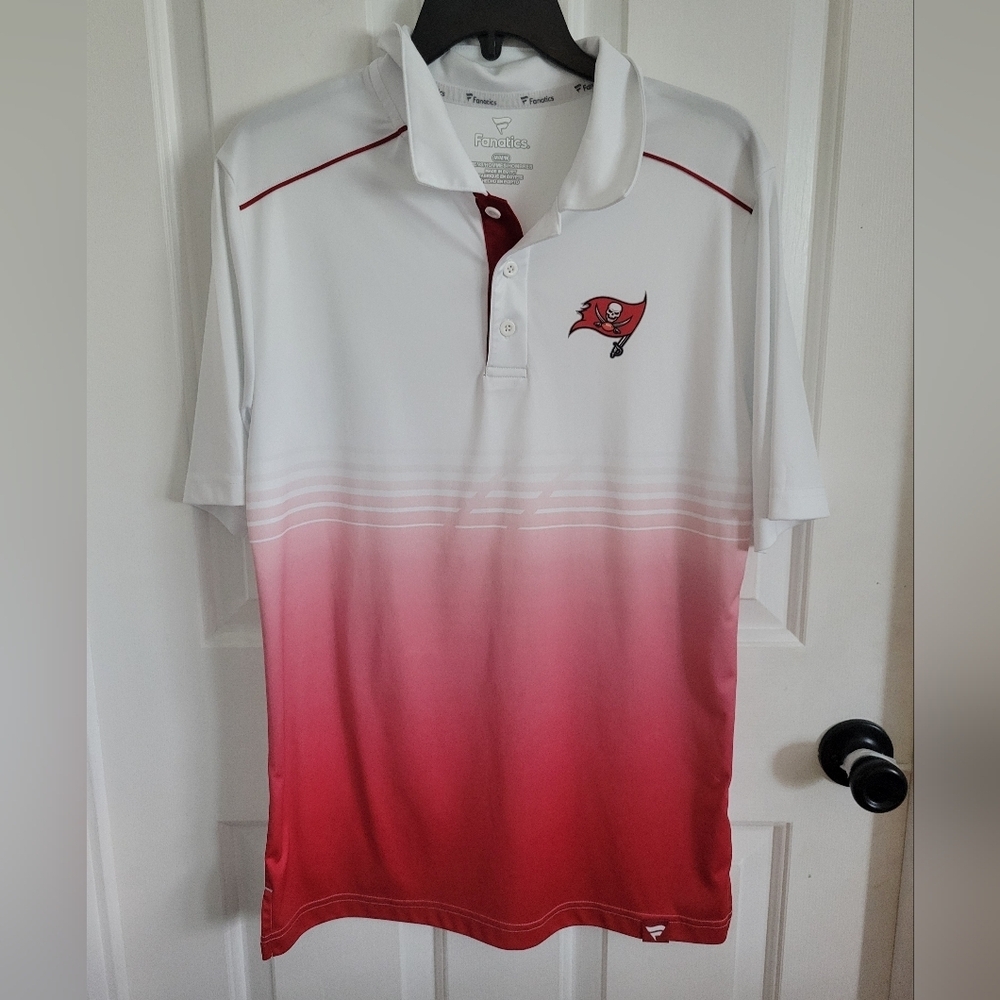 Fanatics Men's Tampa Bay Buccaneers Fade Polo White/Red Size Medium